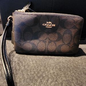 Coach mahogany medium double wristlet